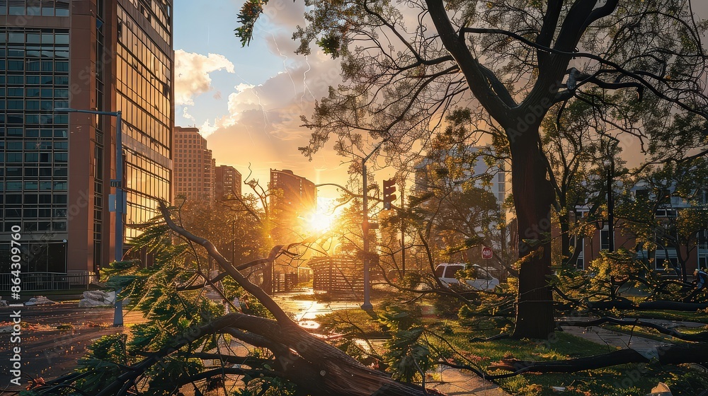 Fototapeta premium Golden Sunset After Storm