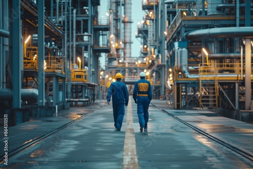 Wallpaper Mural Two engineers walking in a petroleum refinery Torontodigital.ca