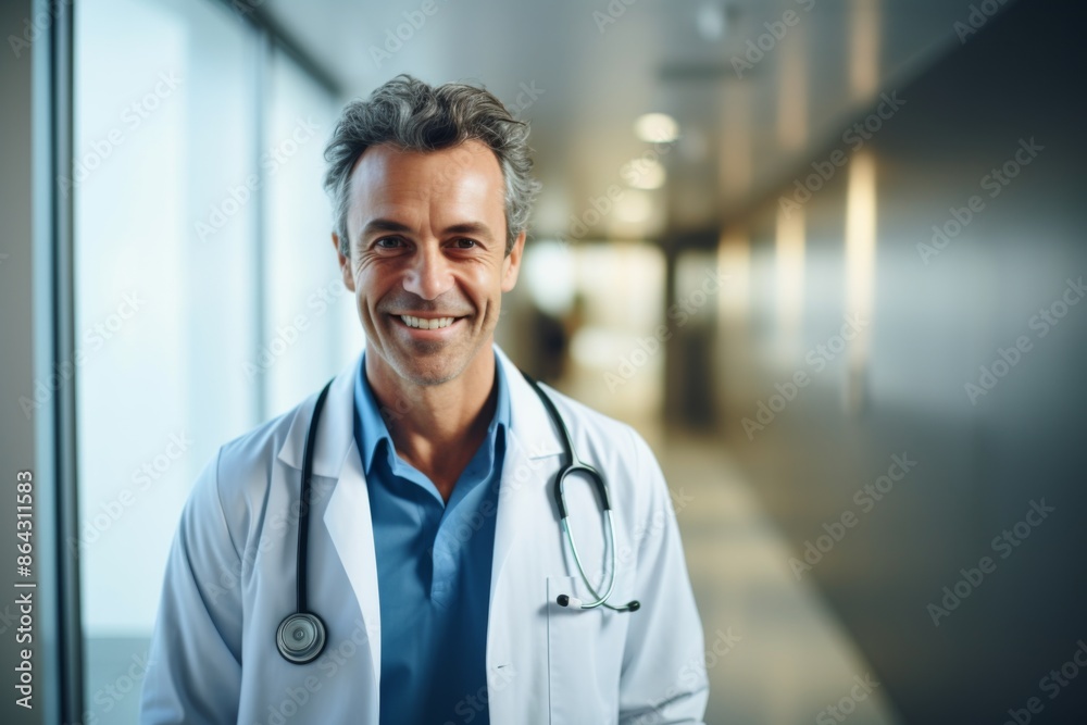 Portrait of a middle aged male doctor in hospital Portrait of a middle aged male doctor in hospital