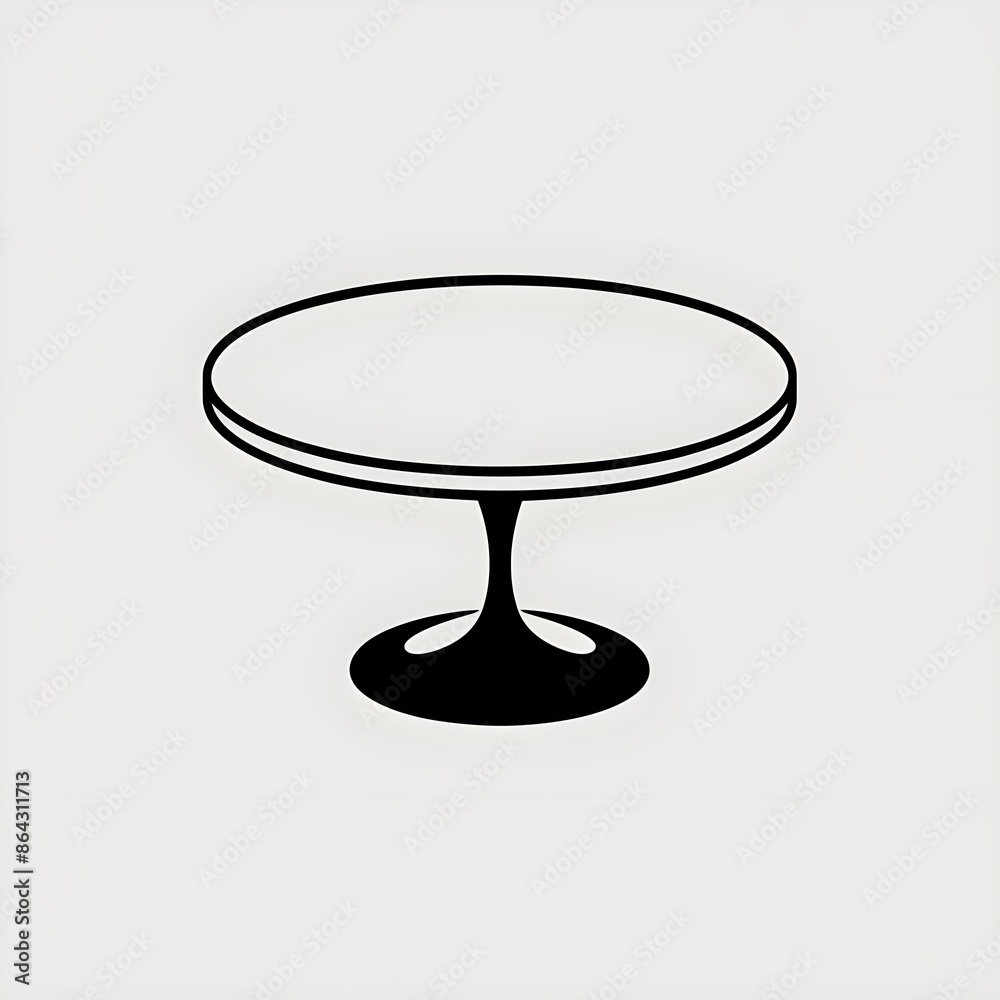 minimalist vector illustration of a round dining table, black in color and suitable for use as an icon minimalist vector illustration of a round dining table, black in color and suitable for use as an icon