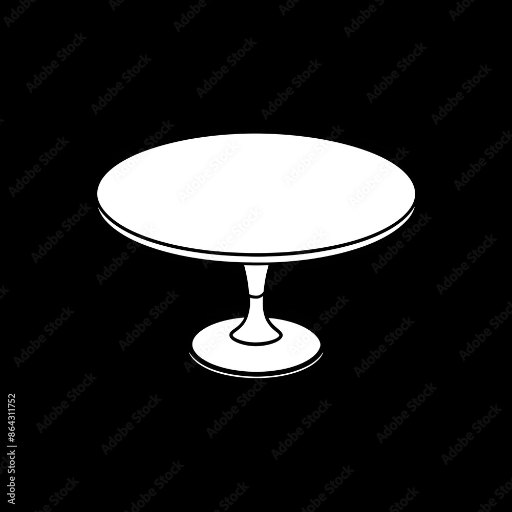 minimalist vector illustration of a round dining table, white in color and suitable for use as an icon minimalist vector illustration of a round dining table, white in color and suitable for use as an icon