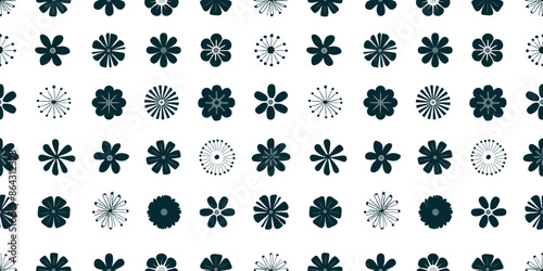 Floral illustration background. Seamless pattern.Vector. 花のイラストパターン