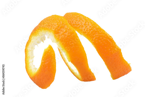 Orange peel isolated on white background, transparent  photo