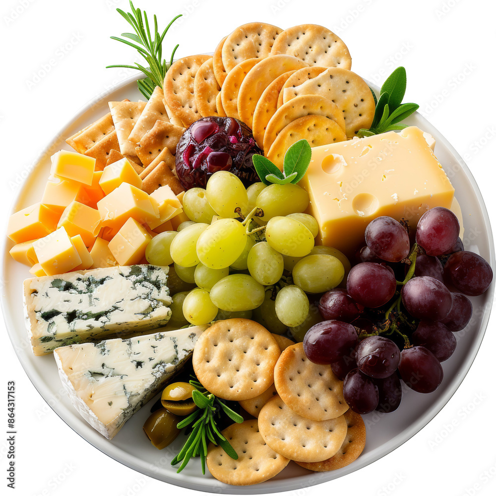 Cheese Platter with Grapes Isolated on Transparent or White Background, PNG Cheese Platter with Grapes Isolated on Transparent or White Background, PNG