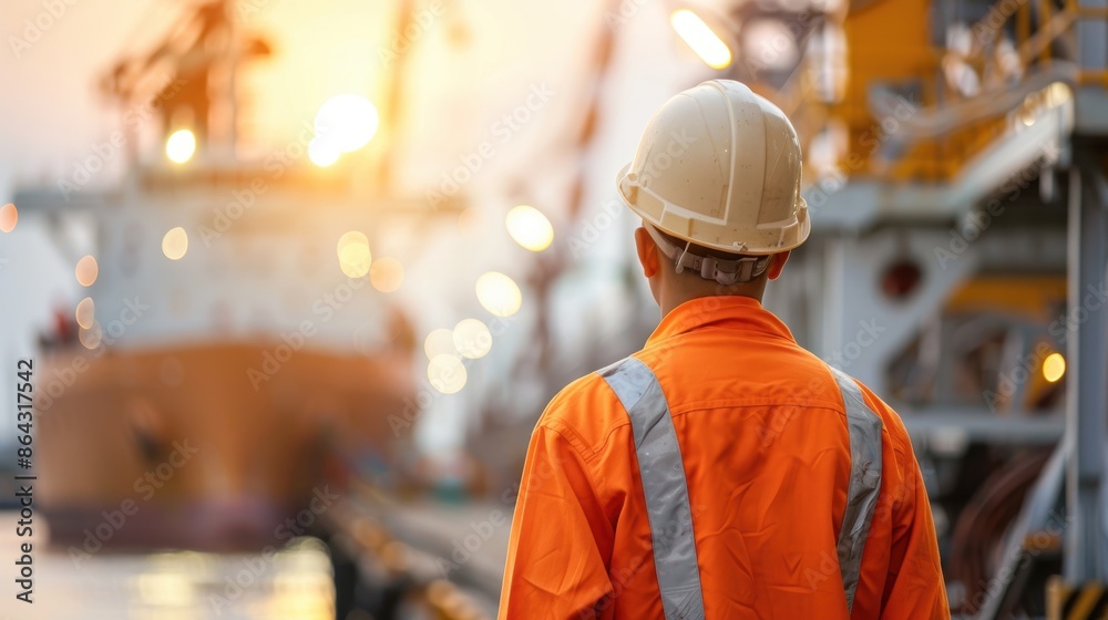 Maintenance crew at shipyard working on vessels, ship servicing, maritime operations Maintenance crew at shipyard working on vessels, ship servicing, maritime operations