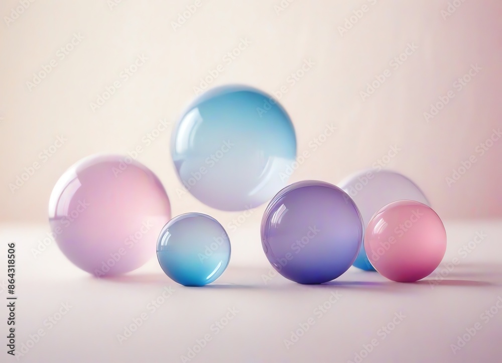 An image of colorful spheres against pastel light background