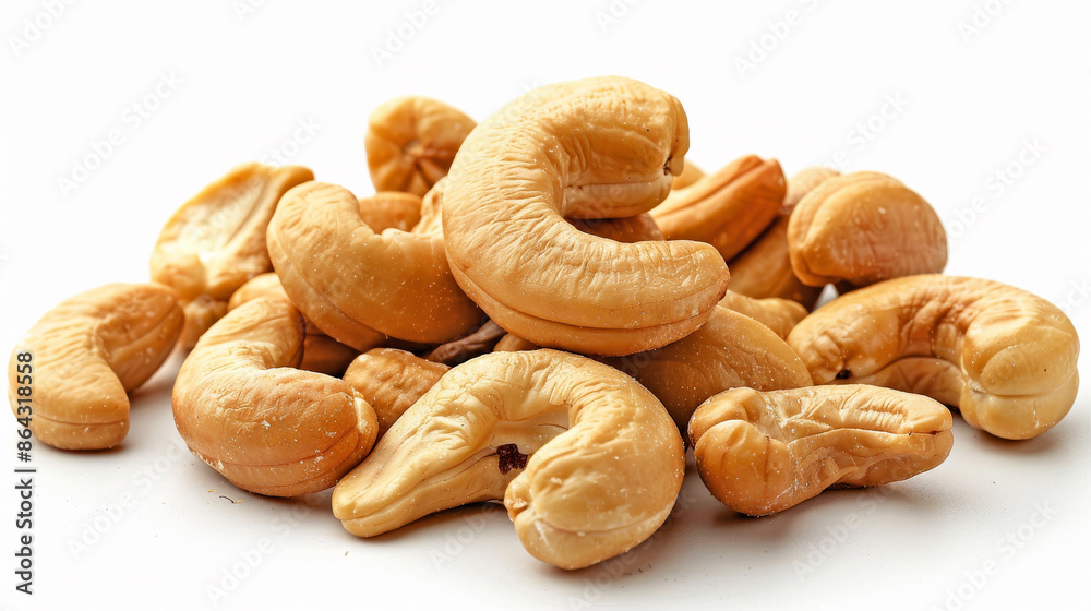 Delicious cashew nuts isolated on white background Delicious cashew nuts isolated on white background