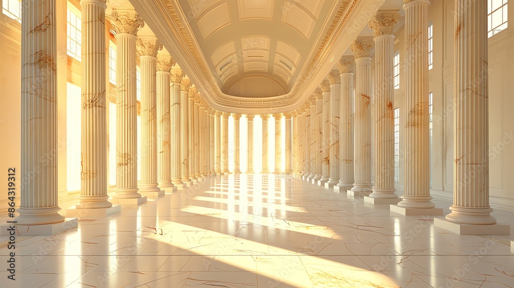 Obraz premium Fusion Neoclassical corporate interior with grand details and minimalist aesthetics