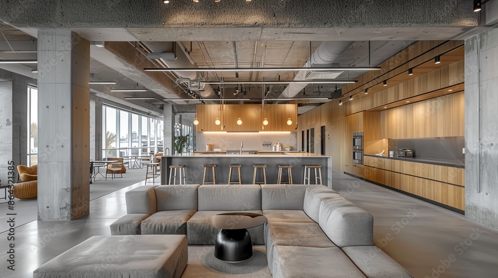 Innovation lab with sleek surfaces, neutral tones, and minimalist furniture Innovation lab with sleek surfaces, neutral tones, and minimalist furniture