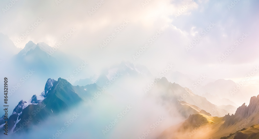 Mountain Landscape With Mist and Clouds Mountain Landscape With Mist and Clouds