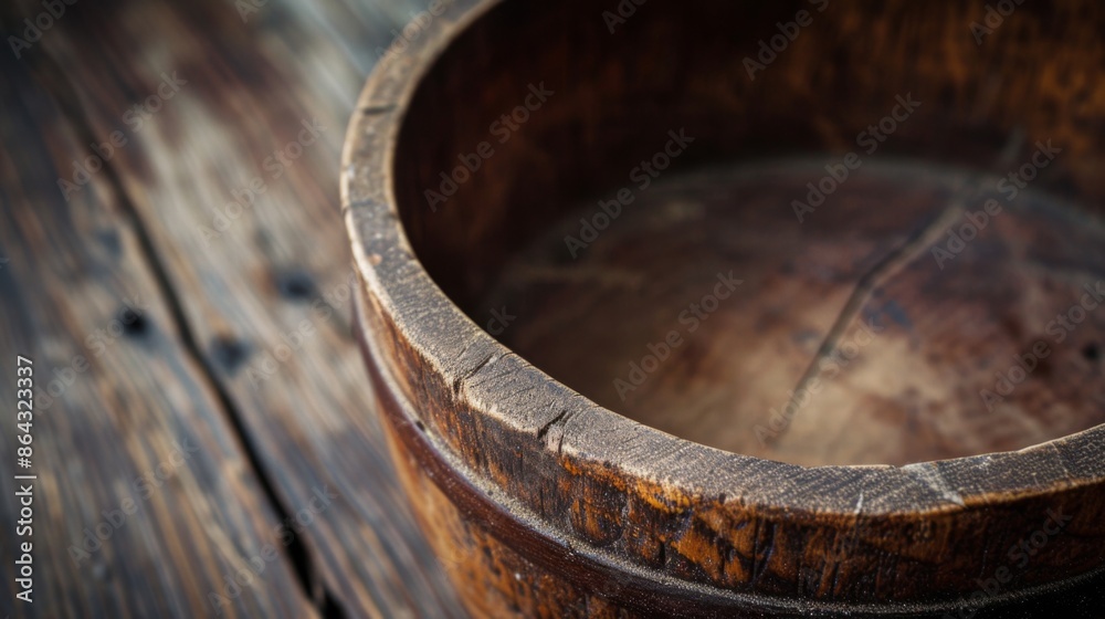 Empty old wooden round bowl Empty old wooden round bowl