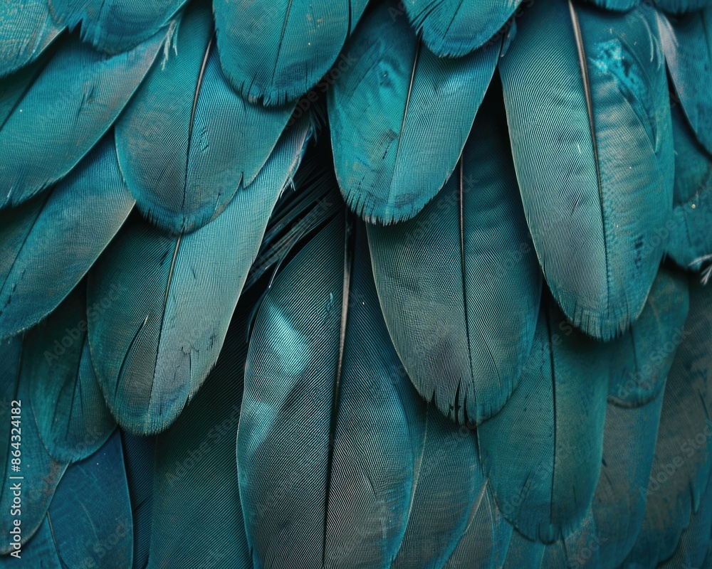 Feathers of Crane: Aqua Closeup Still Life with Water Texture and Background Contrast