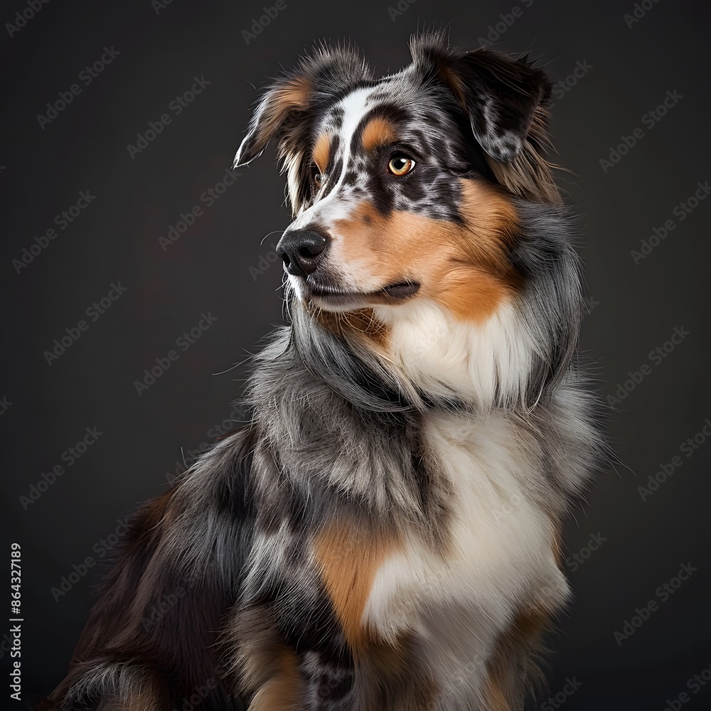 Fototapeta premium Majestic Australian Shepherd Dog Posed in Studio Lighting with Professional Clarity