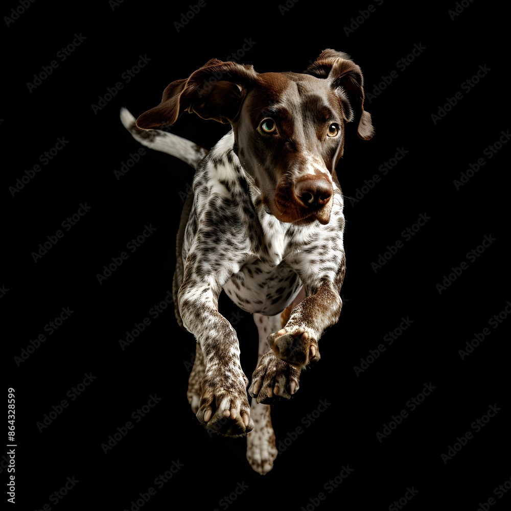Majestic Pointer Dog Running in Studio Lighting - High-Quality Professional DSLR Photograph Majestic Pointer Dog Running in Studio Lighting - High-Quality Professional DSLR Photograph