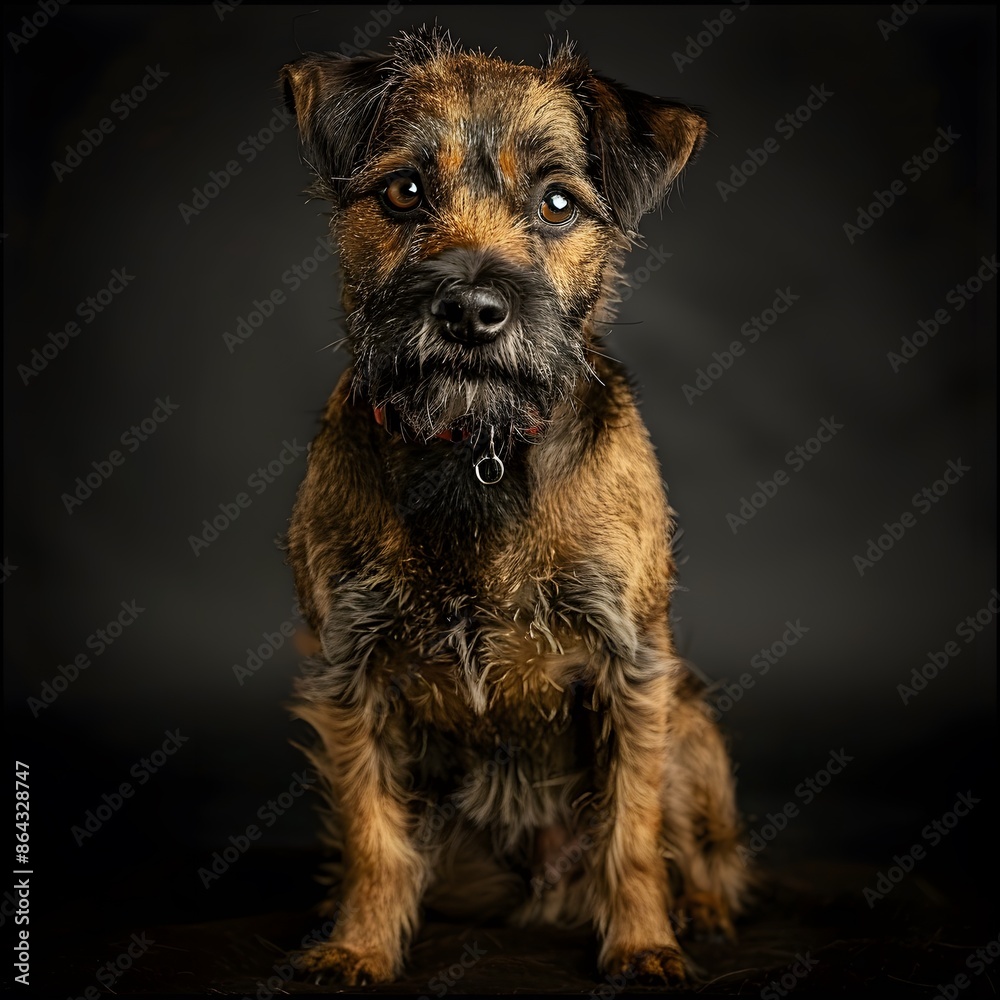Portrait of a cute Yorkshire Terrier puppy on a black background Portrait of a cute Yorkshire Terrier puppy on a black background