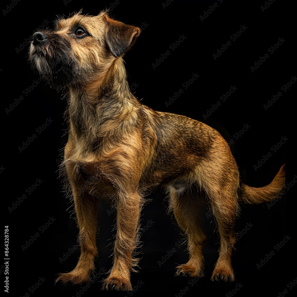 Elegant Border Terrier Dog Posed in Professional Studio Lighting with Clear Background Elegant Border Terrier Dog Posed in Professional Studio Lighting with Clear Background