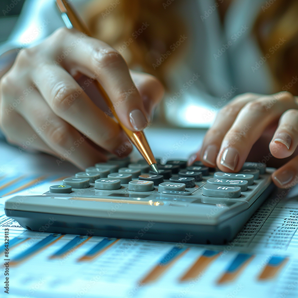 accountant working on desk using calculator, generative ai accountant working on desk using calculator, generative ai