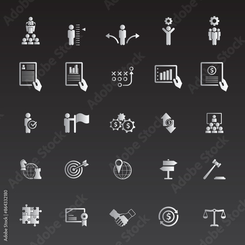 Universal business management and human resources icon set. Universal icons for web and mobile. Vector.	