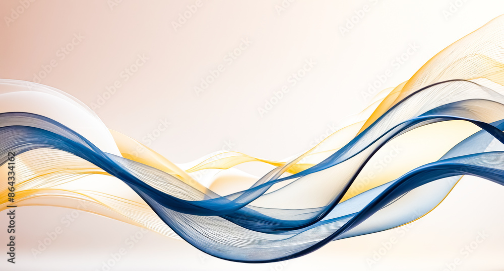 Naklejka premium Abstract Blue and Gold Waves