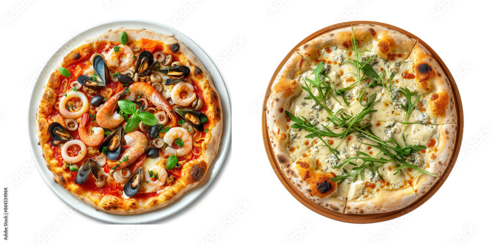 Seafood Pizza, Pizza Ai Frutti Di Mare with Squid Rings, Mussels and Shrimps with Tomato Sauce Seafood Pizza, Pizza Ai Frutti Di Mare with Squid Rings, Mussels and Shrimps with Tomato Sauce