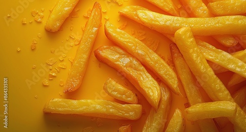 Crispy Golden French Fries On A Yellow Background