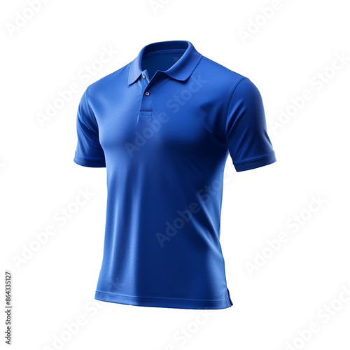 Short sleeves blue polo t-shirt isolated on transparent background png
