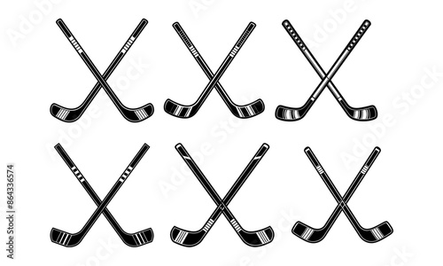 Photography set of hocky stick logo vector