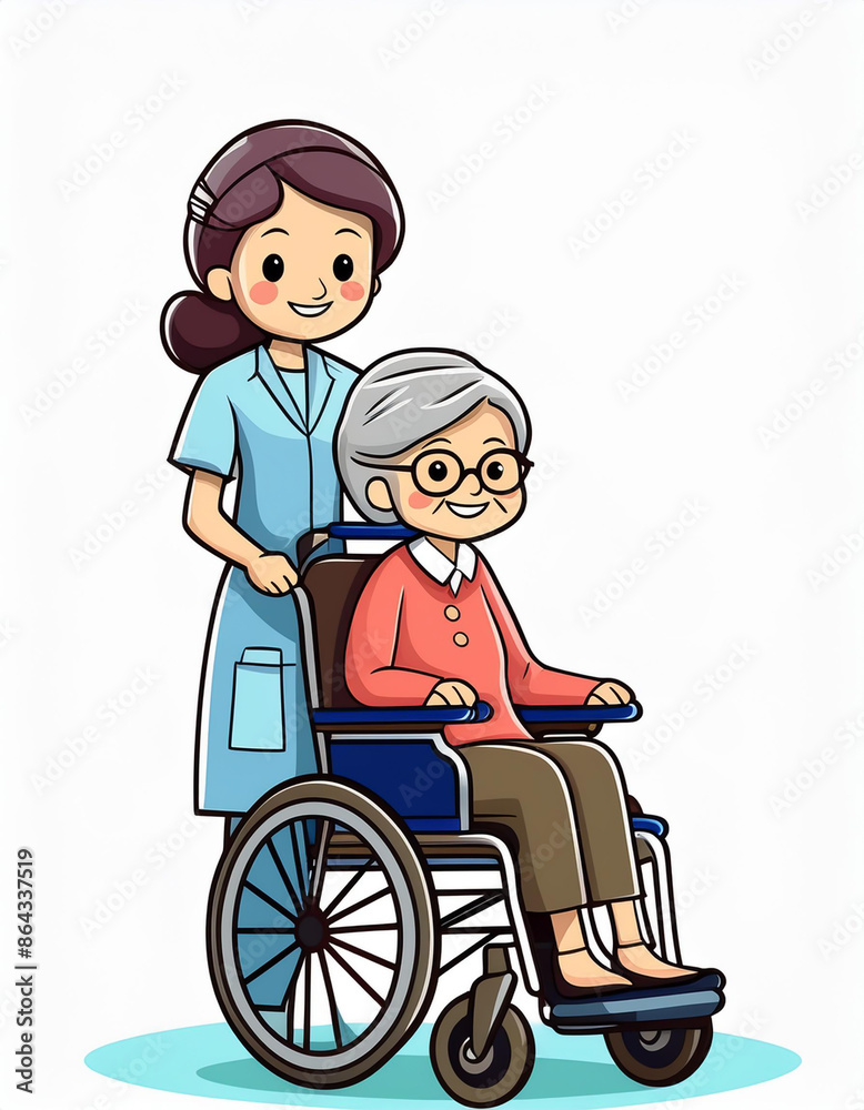 女性の介護士と車椅子の老人