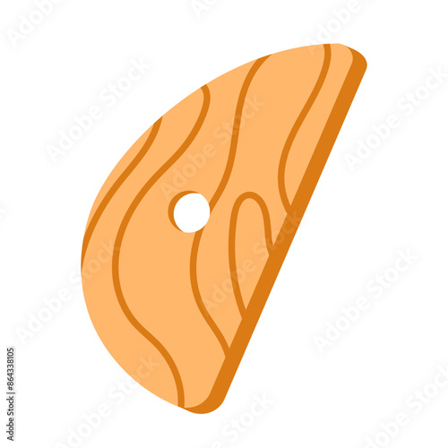 Wood potters rib tool. Equipment for pottery and ceramic clay. Handmade and hobby. Vector illustration in cartoon style. Isolated on white background