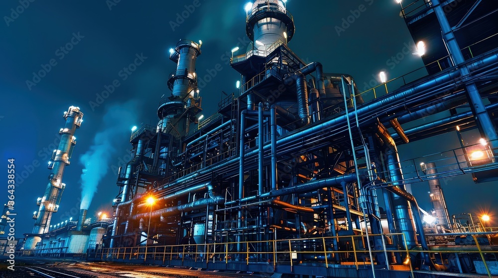 Fototapeta premium Nighttime View of an Industrial Complex