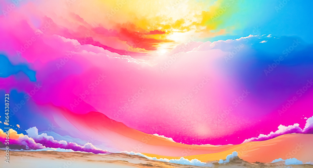 Abstract Colorful Sky with Clouds and Desert Landscape Abstract Colorful Sky with Clouds and Desert Landscape