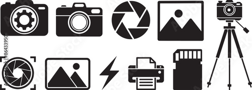 camera and photograph silhouette collection