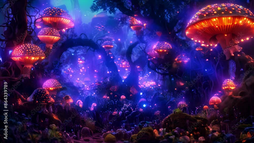 An otherworldly landscape of glowing mushrooms and twisting vines creating a fantastical and spellbinding environment. An otherworldly landscape of glowing mushrooms and twisting vines creating a fantastical and spellbinding environment.