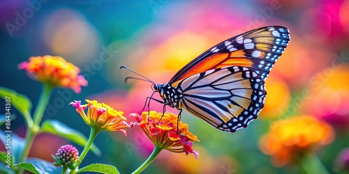 Butterfly perched delicately on a vibrant flower , nature, insect, wildlife, pollination, beauty, colorful, vibrant, delicate © artsakon