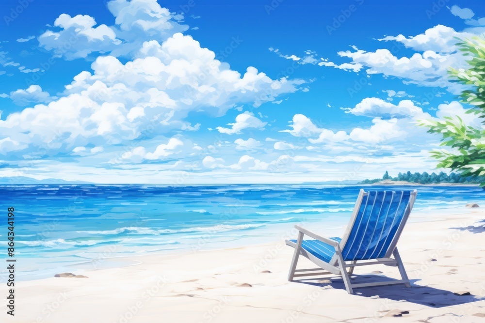 quiet beach scenery Blue sky, blue sea, relaxing atmosphere. on a white background. quiet beach scenery Blue sky, blue sea, relaxing atmosphere. on a white background.