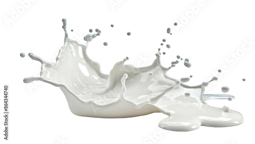 Fresh milk splash isolated on transparent background.