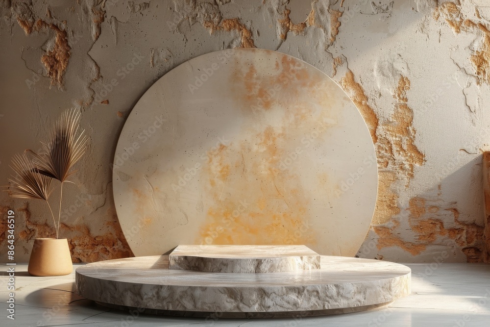 A white pedestal with a plant on it A white pedestal with a plant on it