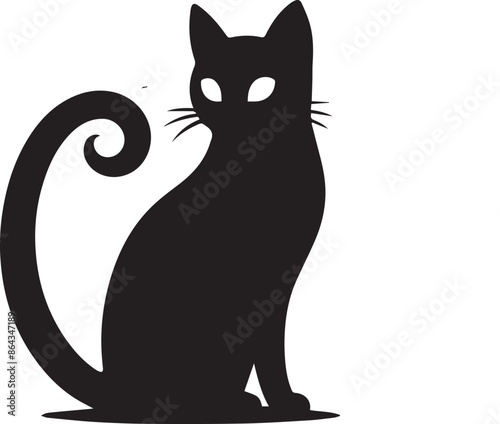 Cat silhouette with White background