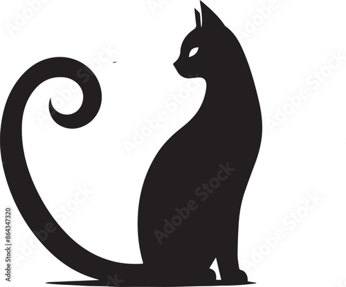 Cat silhouette with White background
