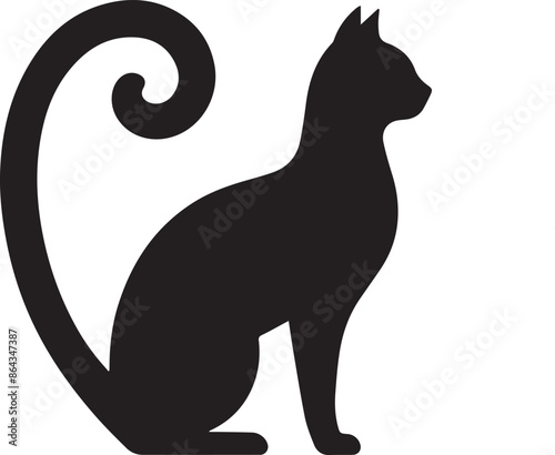 Cat silhouette with White background