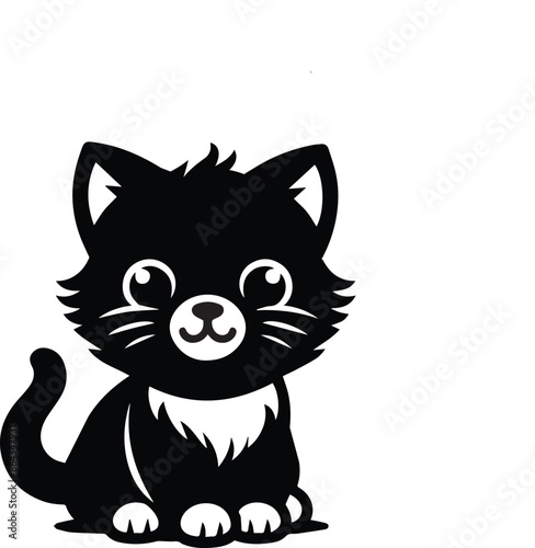 Cat silhouette with White background