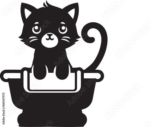 Cat silhouette with White background
