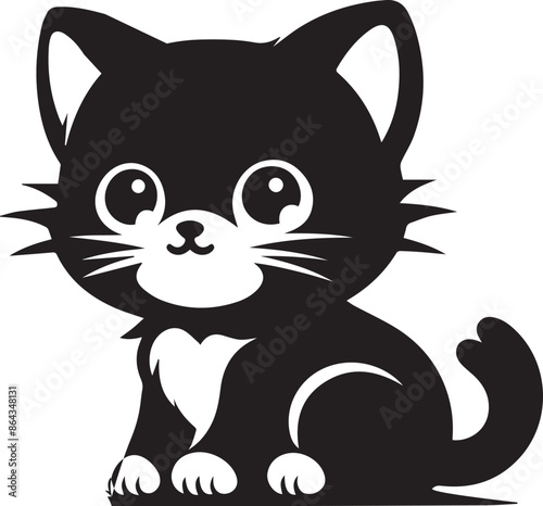Cat silhouette with White background