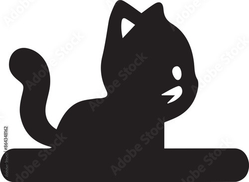 Cat silhouette with White background