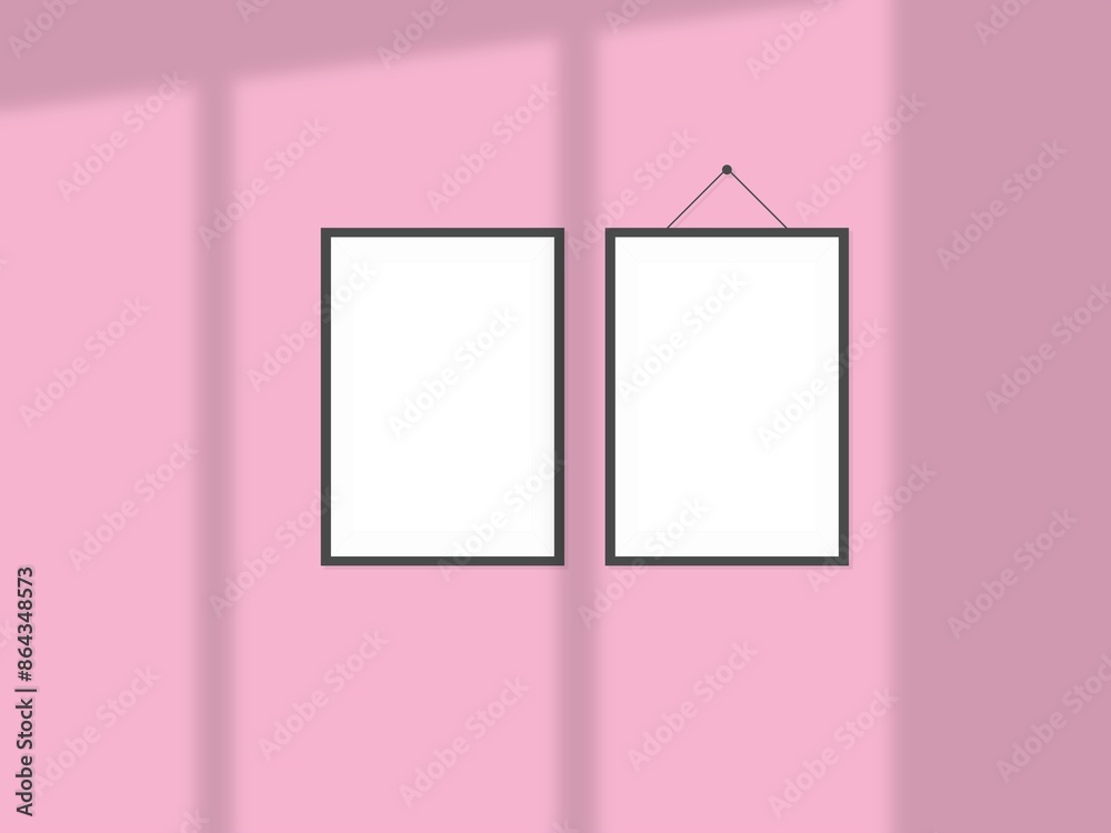 Mockup hanging on office wall, modern concrete company interior