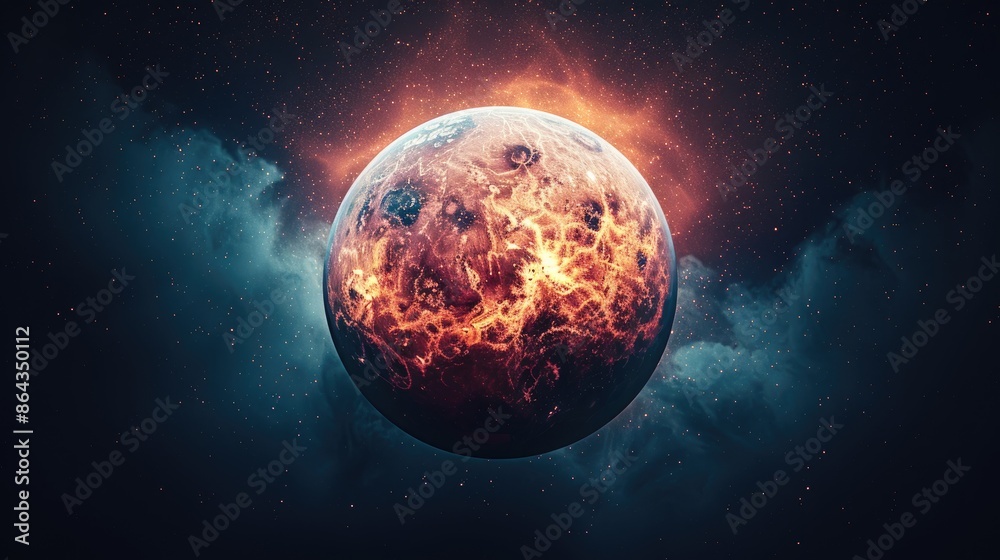 Naklejka premium Colorful planets in space, background/wallpaper/desktop, generative ai 