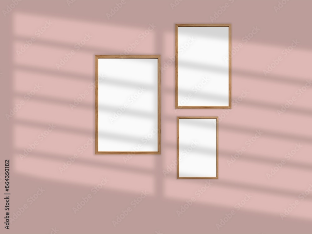 Mockup withl picture frames side by side on a wall, close up, bright Mockup withl picture frames side by side on a wall, close up, bright