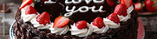 chocolate cake with the inscription I love you. Selective focus