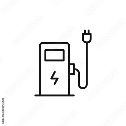 EV Charging Station Icon for Green Energy and Electric Vehicle Networks