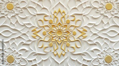 Elegant white floral pattern on a textured background, intricate design.
